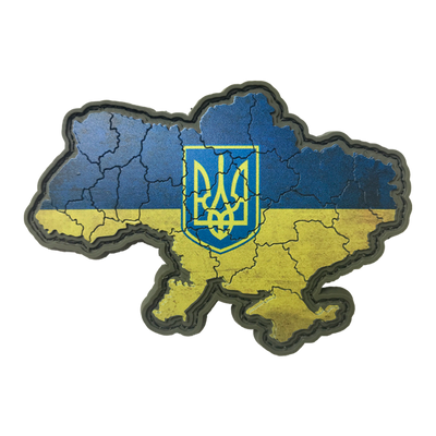Шеврон карта Украины - фон прапор Украины - Герб Украины ПВХ 05.001.02 фото