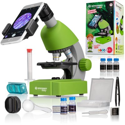 Мікроскоп Bresser Junior 40x-640x Green з набором для дослідів і адаптером для смартфона (8851300B4K000) 923040 фото