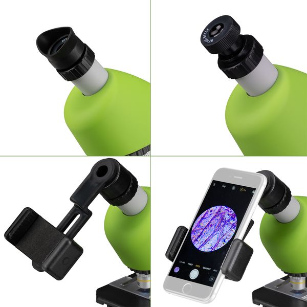 Мікроскоп Bresser Junior 40x-640x Green з набором для дослідів і адаптером для смартфона (8851300B4K000) 923040 фото