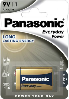 Батарейка Panasonic EVERYDAY POWER лужна 6LR61 (6LF22, MN1604, MX1604, Крона) 39920050 фото