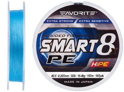 Шнур Favorite Smart PE 8x 150м (sky blue) #2.5/0.265mm 30lb/16.4kg 16931077 фото