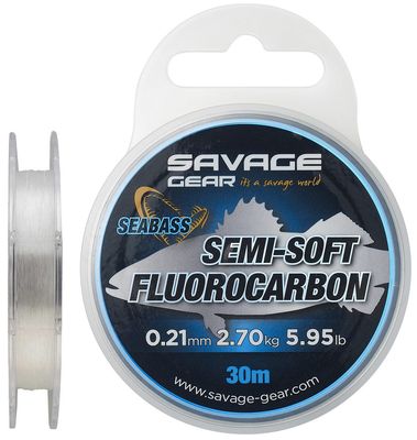 Флюорокарбон Savage Gear Semi-Soft Seabass 30m 0.21mm 2.70kg Clear 18541865 фото