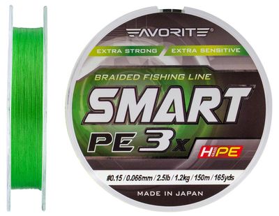 Шнур Favorite Smart PE 3x 150м (l.green) #0.15/0.066mm 2.5lb/1.2kg 16931060 фото