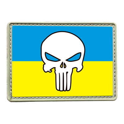 Шеврон прапор України — Череп Карателя ПВХ 02.007.02 фото