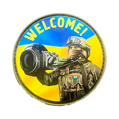 Шеврон круглий — прапор України - Воїн (welcome) ПВХ 01.009 фото
