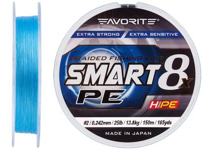 Шнур Favorite Smart PE 8x 150м (sky blue) #2/0.242mm 25lb/13.8kg 16931076 фото
