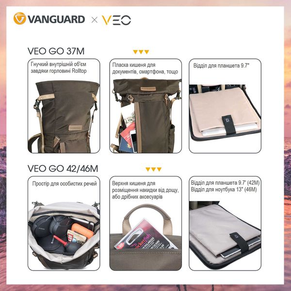 Рюкзак Vanguard VEO GO 46M Khaki-Green (VEO GO 46M KG) DAS301100 фото