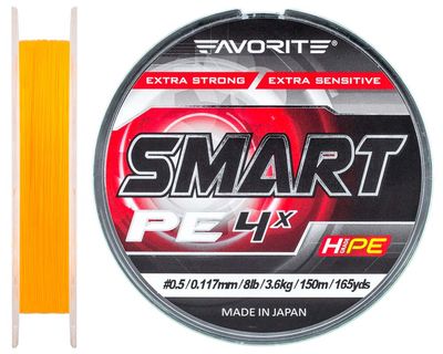 Шнур Favorite Smart PE 4x 150м (оранж.) #0.5/0.117мм 3.6кг 16931040 фото