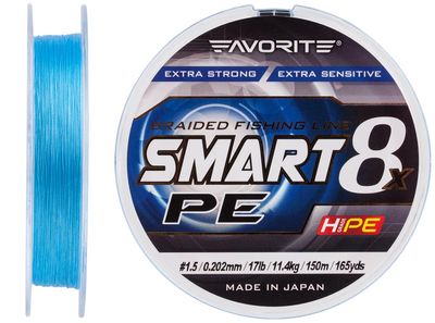 Шнур Favorite Smart PE 8x 150м (sky blue) #1.5/0.202mm 17lb/11.4kg 16931075 фото