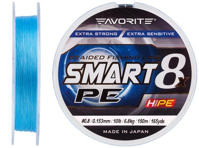 Шнур Favorite Smart PE 8x 150м (sky blue) #0.8/0.153mm 10lb/6.8kg 16931072 фото