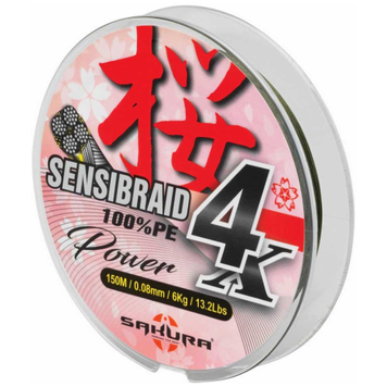 Шнур Sakura SENSIBRAID 4 -150 м / 0,20 мм зелений (SAPLE40010,20-GRE) Y33441735 фото