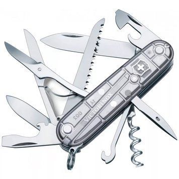 Швейцарський ніж Victorinox Huntsman 91 мм 15 функцій Сріблястий напівпрозорий в блістері (1.3713.T7B1) V77552782 фото