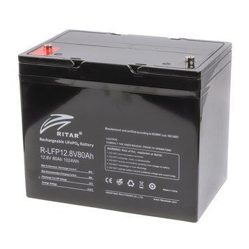 Акумуляторна електрична батарея літієва Ritar R-LFP12.8V80Ah, 12 В 80 Aгод, LiFePo4 R-LFP12.8V80Ah 1605689 фото