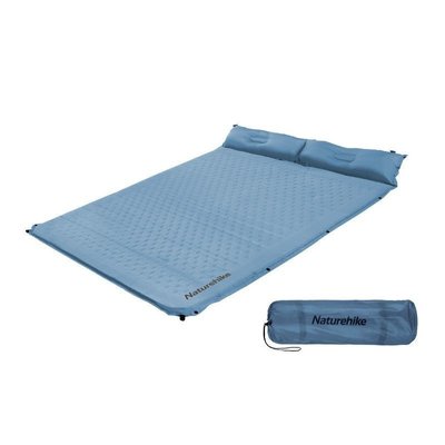 Килимок самонадувний двомісний з подушкою Naturehike CNH22DZ013, 30мм, блакитний 92055 фото