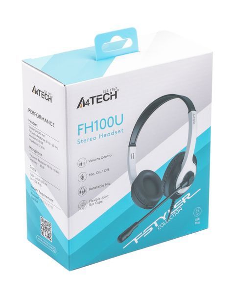 Гарнітура A4-Tech FH100U USB, колір чорний + білий FH100U (Panda) 1605792 фото