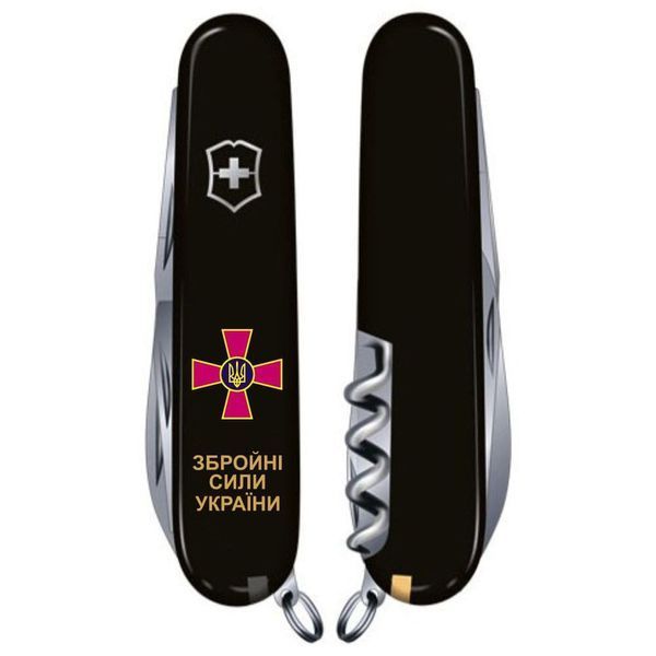 Швейцарський ніж Victorinox Spartan ARMY Емблема ЗСУ + Напис ЗСУ (1.3603.3_W1011u) Чорний 612932 фото