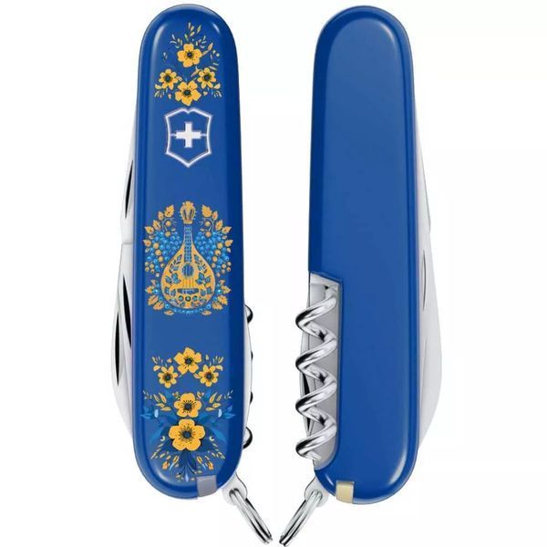 Швейцарський ніж Victorinox Spartan Ukraine 91 мм 12 функцій Українські мотиви Синій (1.3603.2_T1370u) V77552812 фото