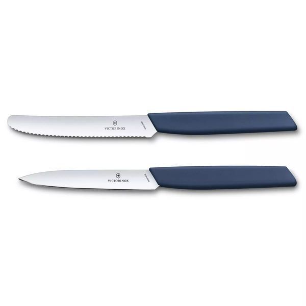 Набір з двох кухонних ножів для чищення Victorinox Swiss Modern Paring Set: 2 ножі з синіми ручками Marine та лезами 10 Limited Edition 2022 6.9096.2L3 V77554473 фото