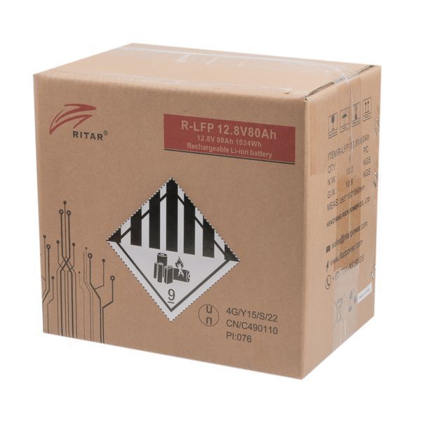 Акумуляторна електрична батарея літієва Ritar R-LFP12.8V80Ah, 12 В 80 Aгод, LiFePo4 R-LFP12.8V80Ah 1605689 фото