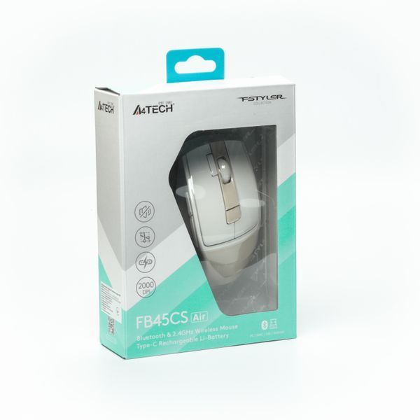 Мышь беспроводная A4Tech Fstyler FG45CS Air (Cream Beige), USB, цвет белый+бежевый FG45CS Air (Cream Beige) 1606365 фото