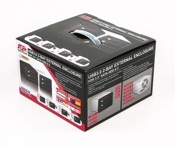Внешний карман AgeStar 3U2B3A1 для 2х 3.5 SATA НЖД 3U 2B 3A1 (Black) 0906084 фото