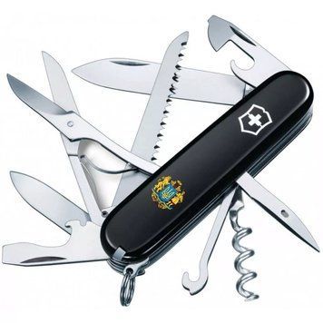 Швейцарський ніж Victorinox Huntsman Ukraine 91мм 15 функцій Чорний (1.3713.3_T0400u) V77552966 фото