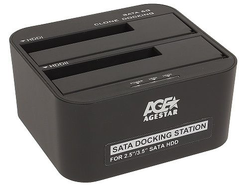 Док-станція AgeStar 3UBT6-6G, для 2.5''/3.5'' SATA HDD, USB 3.0 3UBT6-6G (Black) 0906118 фото