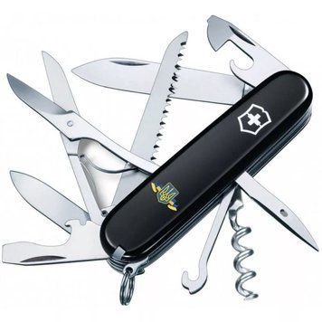 Швейцарський ніж Victorinox Huntsman Ukraine 91мм 15функцій Чорний (1.3713.3_T1010u) V77552969 фото