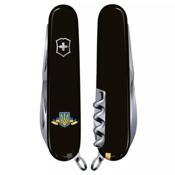 Швейцарський ніж Victorinox Huntsman Ukraine 91мм 15функцій Чорний (1.3713.3_T1010u) V77552969 фото