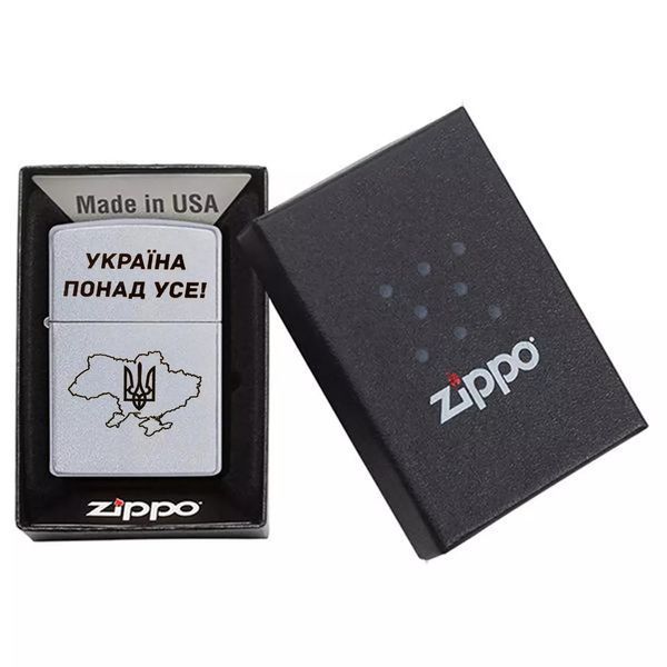 Запальничка Zippo 205 Classic street chrome з гравіюванням Україна понад усе 205 P V77550473 фото