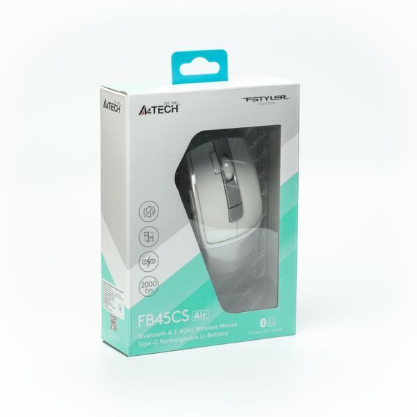 Мышь беспроводная A4Tech Fstyler FB45CS Air (Silver White), цвет серый+белый FB45CS Air (Silver White) 1606381 фото
