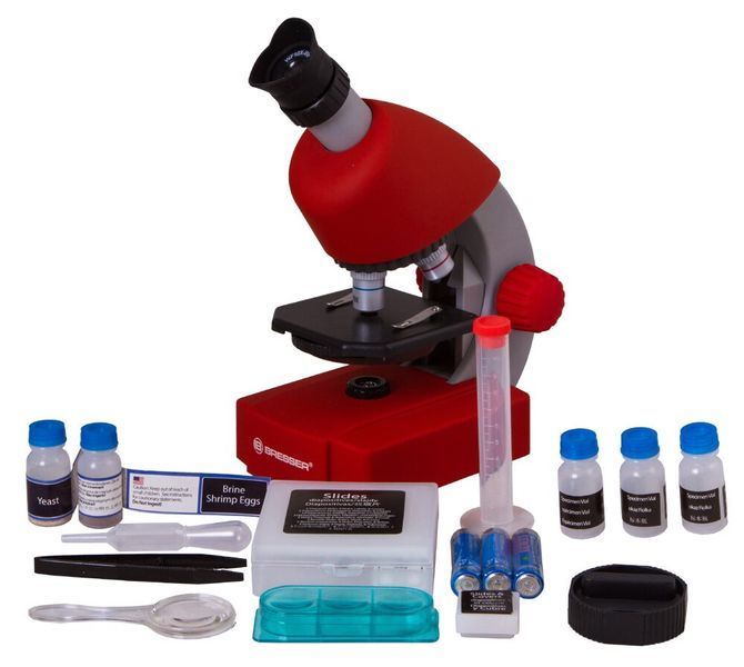 Мікроскоп Bresser Junior 40x-640x Red з набором для дослідів і адаптером для смартфона 8851300E8G000 фото