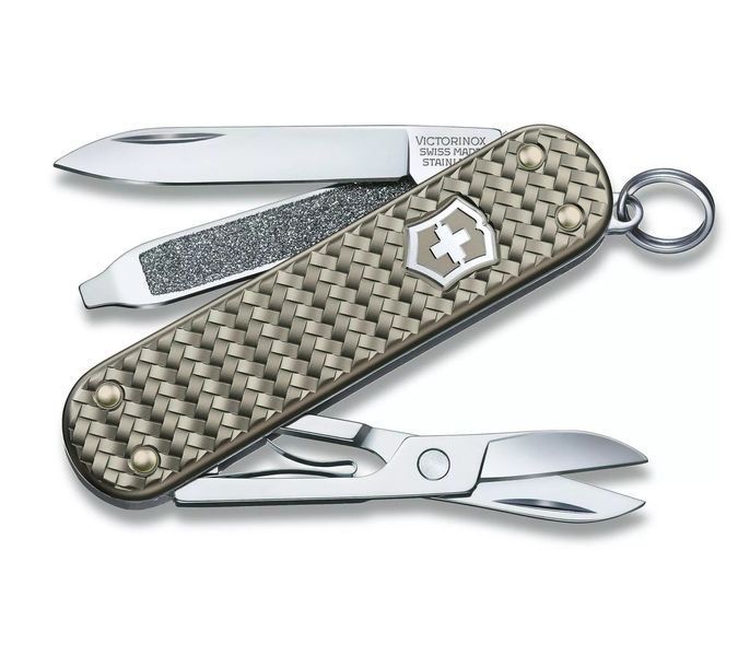 Швейцарський ніж Victorinox Classic SD Precious Alox Infinite Grey 58 мм 5 функцій Сірий рифлений (0.6221.4031G) V77552885 фото