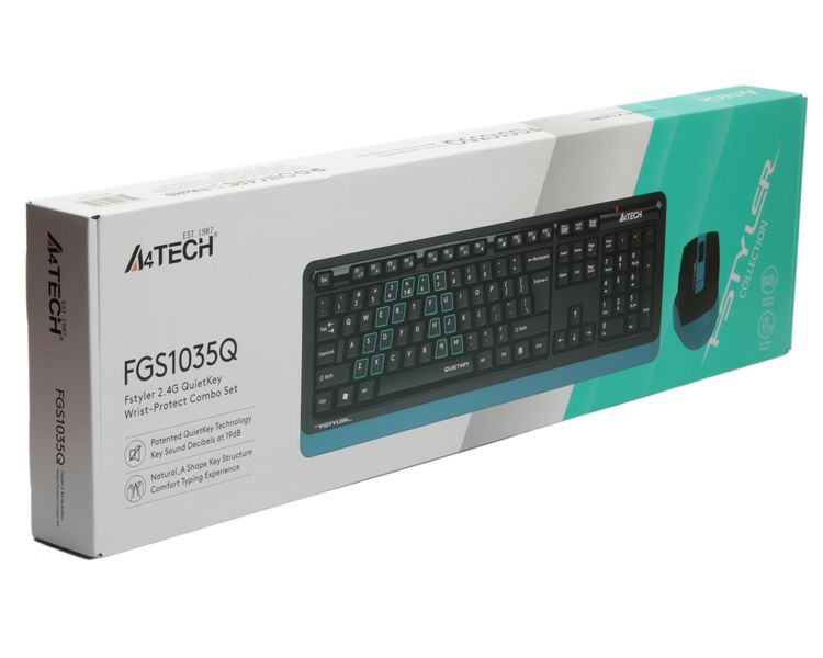 A4Tech Fstyler FGS1035Q, комплект беспроводной клавиатуры с мышью, черный цвет FGS1035Q (Navy Blue) 1606193 фото