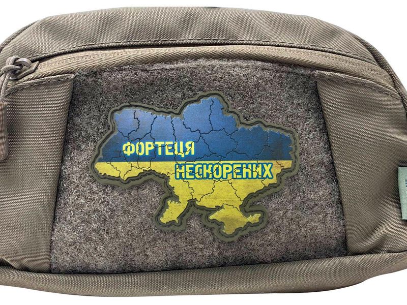 Шеврон карта Украины - фон прапор Украины - Фортеця нескорених ПВХ 05.001.01 фото