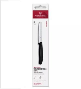 Набір з 6-ти однакових ножів Victorinox SWISS Classic Tomato and Table Set Серрейтор Чорний, подарункова упаковка 6.7833.6 V77554433 фото