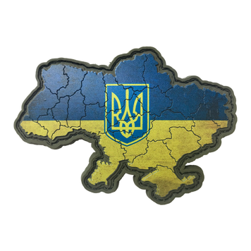 Шеврон карта Украины - фон прапор Украины - Герб Украины ПВХ 05.001.02 фото