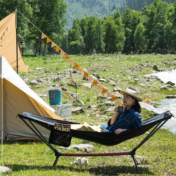 Гамак розкладний одномісний Naturehike Outdoor Folding Hammock NH20JJ011, 300D Oxford, Чорний 84658 фото