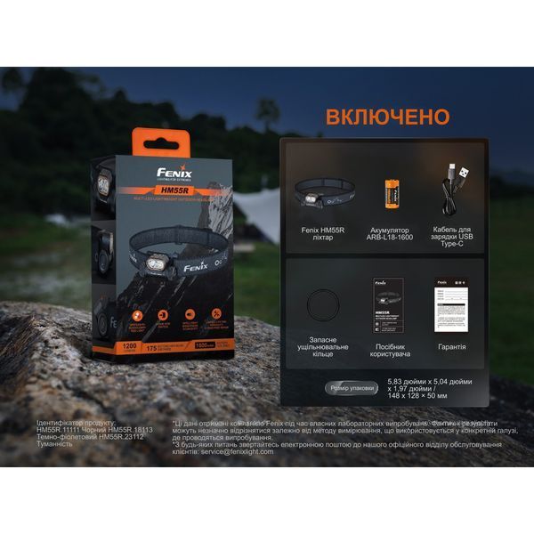 Ліхтар налобний Fenix HM55R, Чорний HM55Rblc 100005431 фото