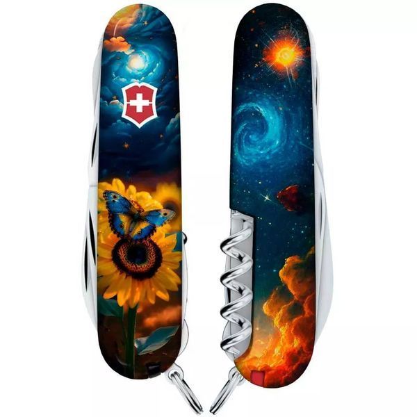 Швейцарский нож Victorinox Huntsman Ukraine 91 мм 16 функций Звездная бабочка (1.3713.3_T3240pw) V77552794 фото