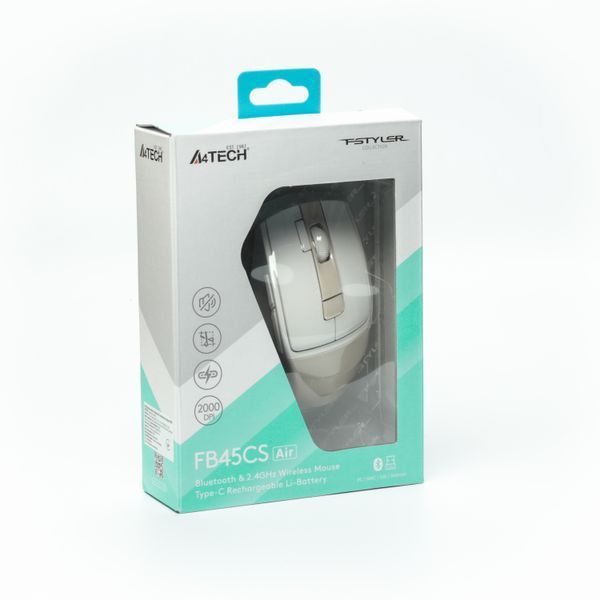 Миша бездротова A4Tech Fstyler FB45CS Air (Cream Beige), колір білий+бежевий FB45CS Air (Cream Beige) 1606382 фото