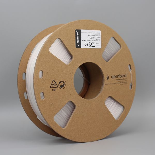 Пластиковый материал (филамент) для 3D-принтера Gembird 3DP-PETG1.75-01-NAT, натуральный 3DP-PETG1.75-01-NAT 1606322 фото