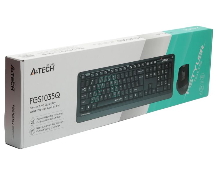 A4Tech Fstyler FGS1035Q, комплект бездротовий клавіатура з мишою, сірий колір FGS1035Q (Grey) 1606194 фото