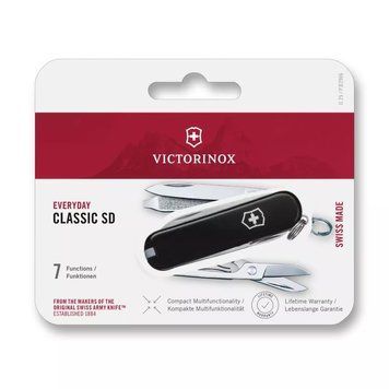 Швейцарський ніж-брелок Victorinox Classic SD Чорний блістер 0.6223.3B V77554112 фото