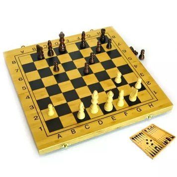 Набір 3 в 1 шахи шашки+нарди з бамбука 29,5х29х2,5 см DN24034 V77554505 фото