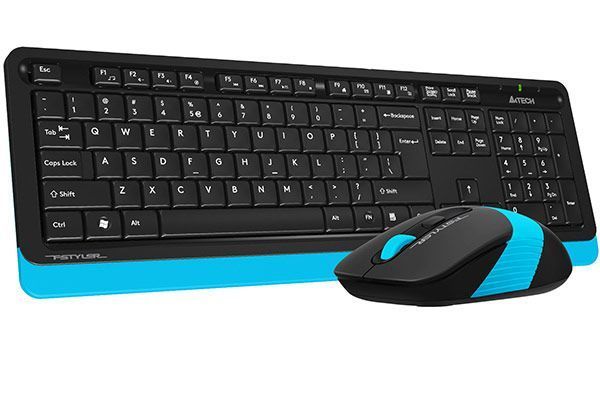 A4Tech Fstyler FG1010S, комплект беспроводной клавиатуры с мышью, черный+голубой цвет FG1010S (Blue) 1605452 фото