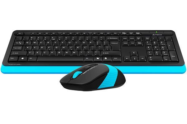 A4Tech Fstyler FG1010S, комплект беспроводной клавиатуры с мышью, черный+голубой цвет FG1010S (Blue) 1605452 фото