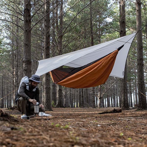 Гамак одномісний із москітною сіткою та тентом Naturehike Shelter camping NH20ZP092, 75D pongee, помаранчевий 85577 фото