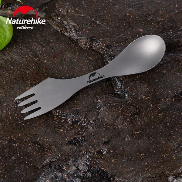 Ложка-виделка-ніж Naturehike Titanium NH19T012, титан 68384 фото