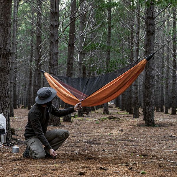 Гамак одномісний із москітною сіткою та тентом Naturehike Shelter camping NH20ZP092, 75D pongee, помаранчевий 85577 фото